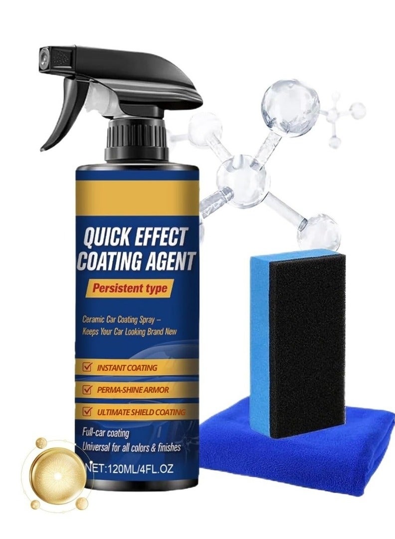 MiMi & BeiBei 120ML Quick Effect Coating Agent for Car, Ceramic Car Coating Spray for Instant Shield Coating Perma-Shine Armor, Full Car Coating Spray for All Colors & Finishes with Small Sponge & Towel - Image 1